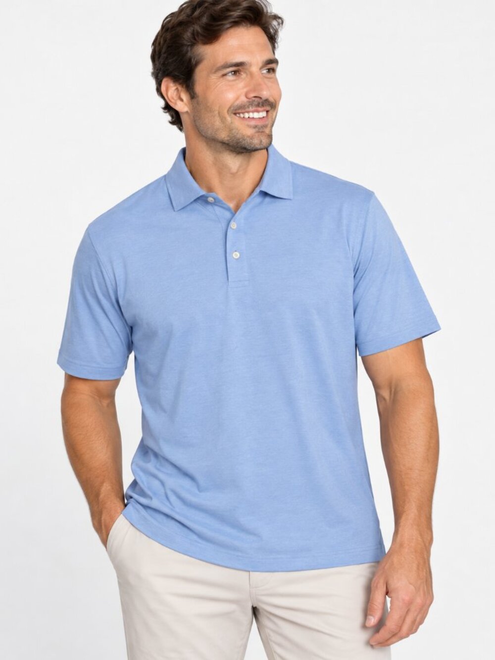 Peter Millar Men's Light Blue Polo Shirt Short Sleeve Golf Casual Cotton - Large